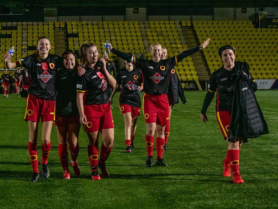Rossvale Women's first team celebrating